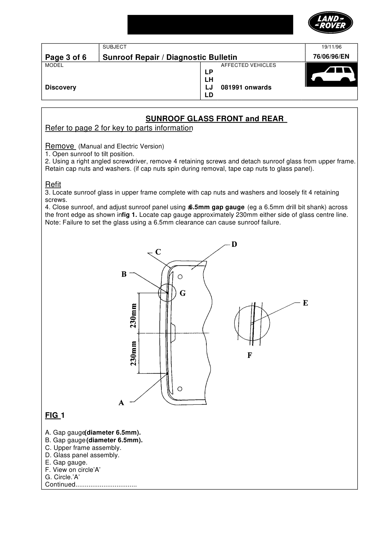 Sunroof Repair/Diagnostic Bulletin – bulletin page 3
