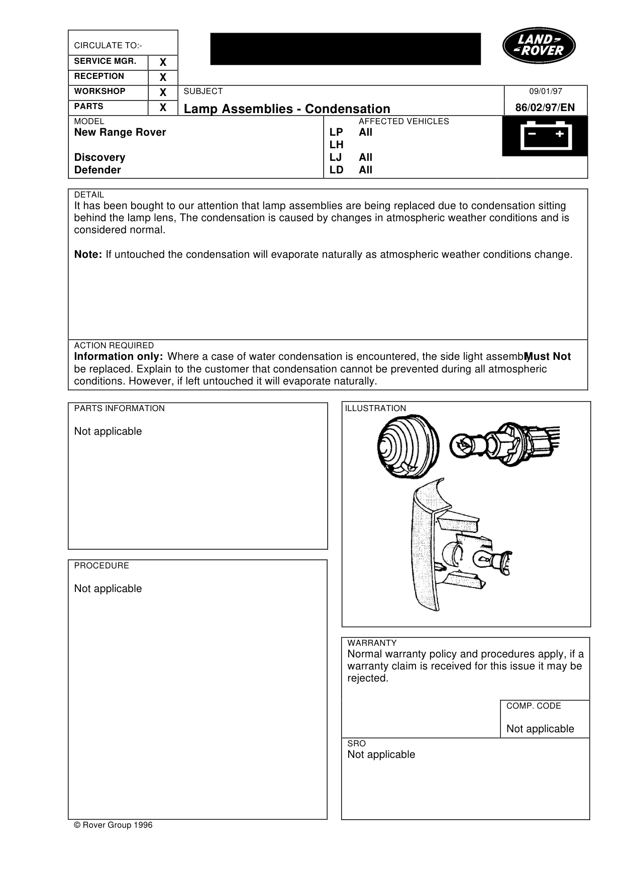Lamp Assemblies - Condensation – bulletin page 1