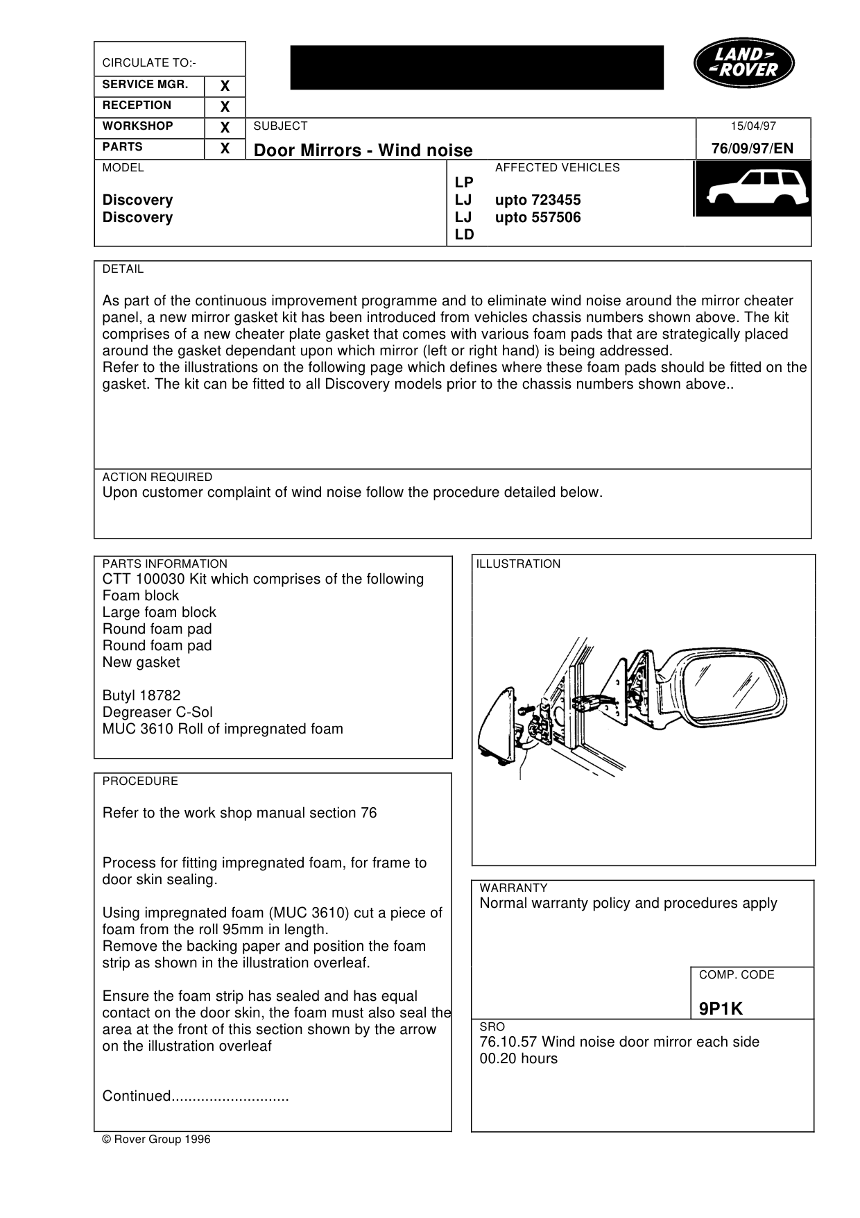 Door Mirrors - Wind Noise – bulletin page 1