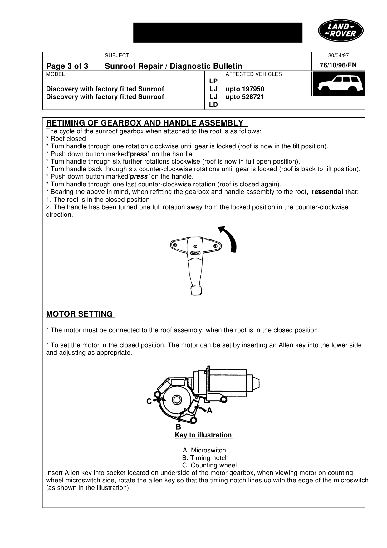 Sunroof Jamming/Fails To Operate – bulletin page 3