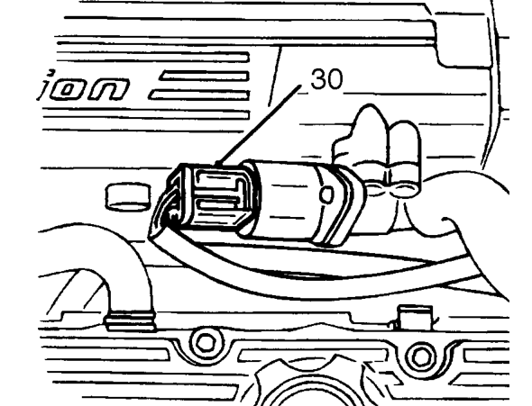 Release heated oxygen sensor multiplug from clip on bracket.