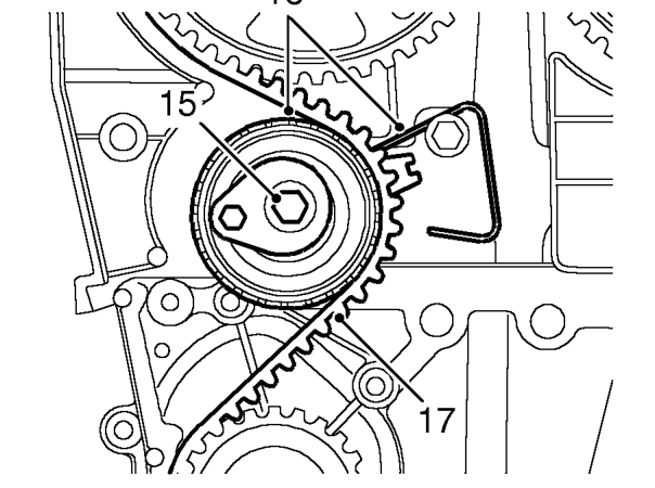 Remove camshaft timing belt lower cover. See this section.