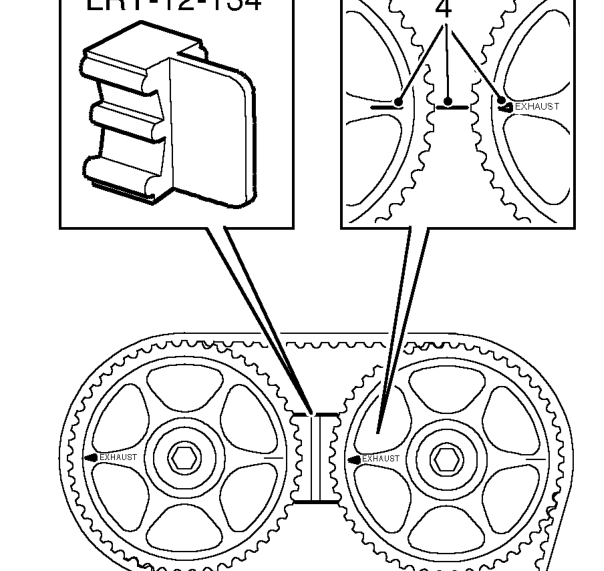 Cover - inner - timing belt – Remove 2 bolts and washers securing camshaft gears to camshaft.