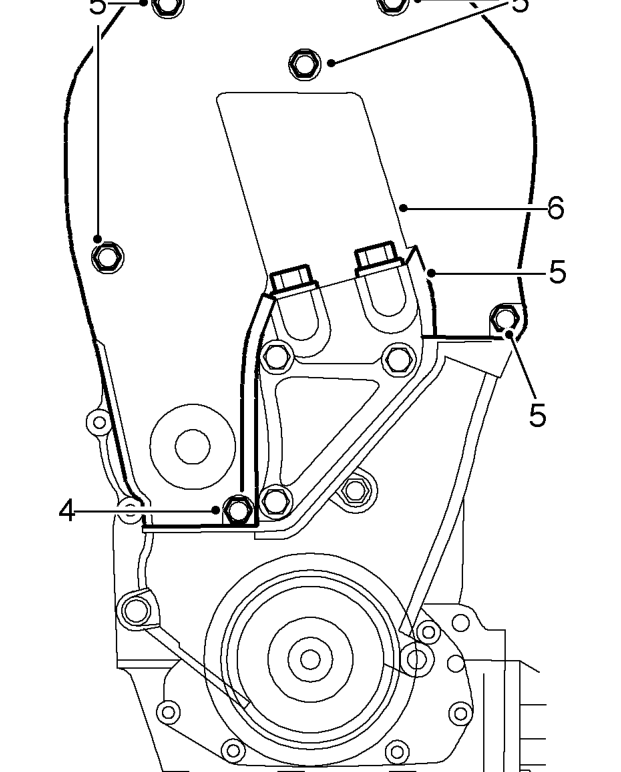 Cover - timing belt - front lower – Remove starter motor. See ELECTRICAL, Repairs.