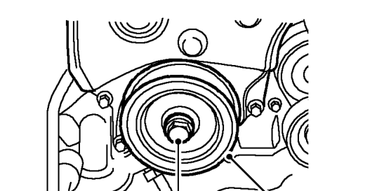 Crankshaft pulley – Check that timing marks on camshaft gear and back cover are aligned.