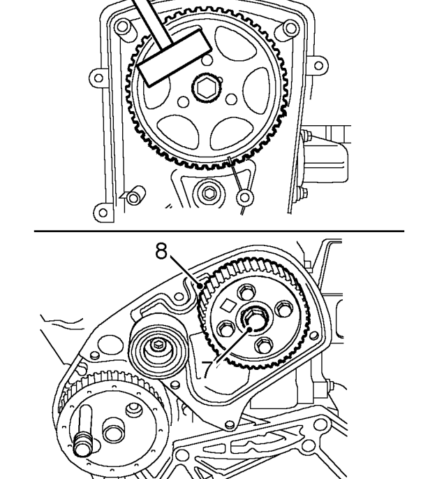 Gasket - cylinder head – Place a suitable support beneath the engine and gearbox and disconnect the chains.