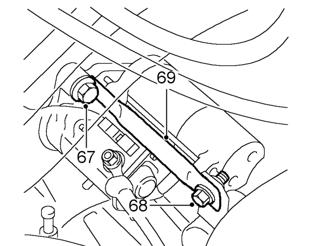 Take weight of engine on lifting chains.