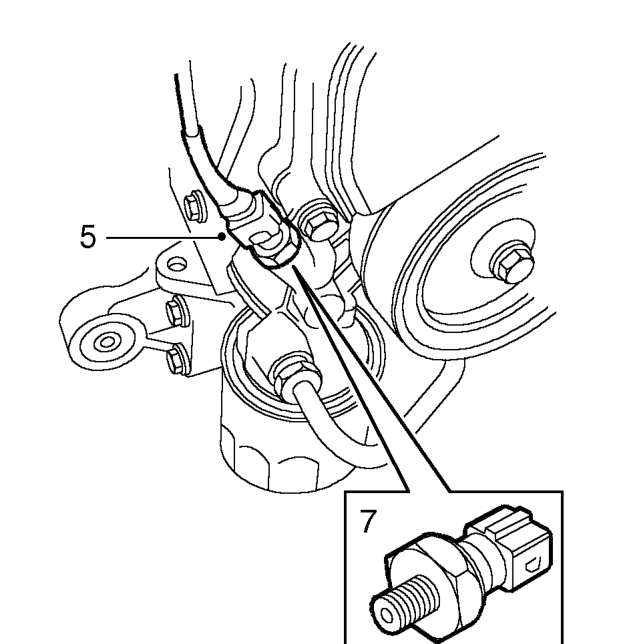 Switch - oil pressure – Remove 3 bolts securing RH splash guard and remove guard.