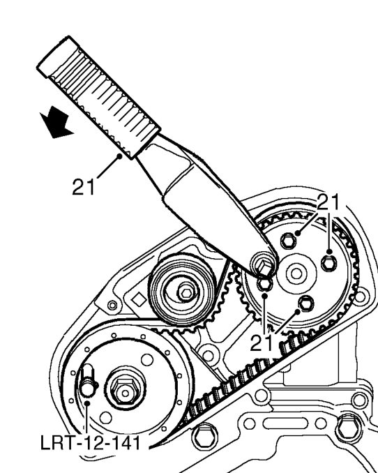 Using a torque wrench fitted to tensioner pulley backplate, apply a clockwise (viewed from