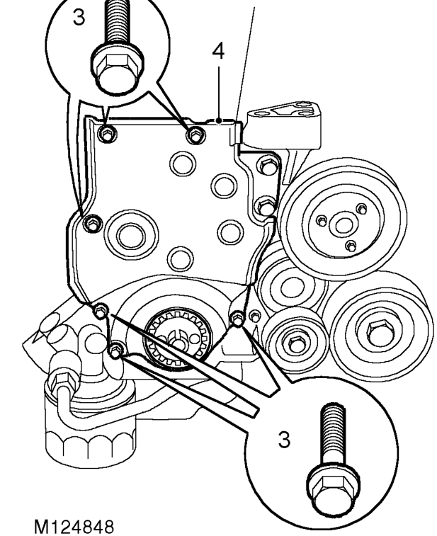 Cover - timing gear - lower – Remove camshaft timing gear upper cover. See this section.