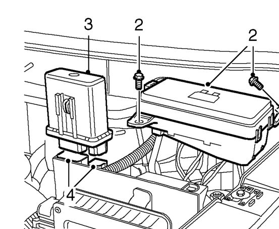 Relay module - engine management – Disconnect battery earth lead.