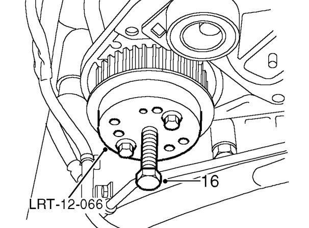 Remove locking pin tool LRT-12-141 from FIP drive gear.