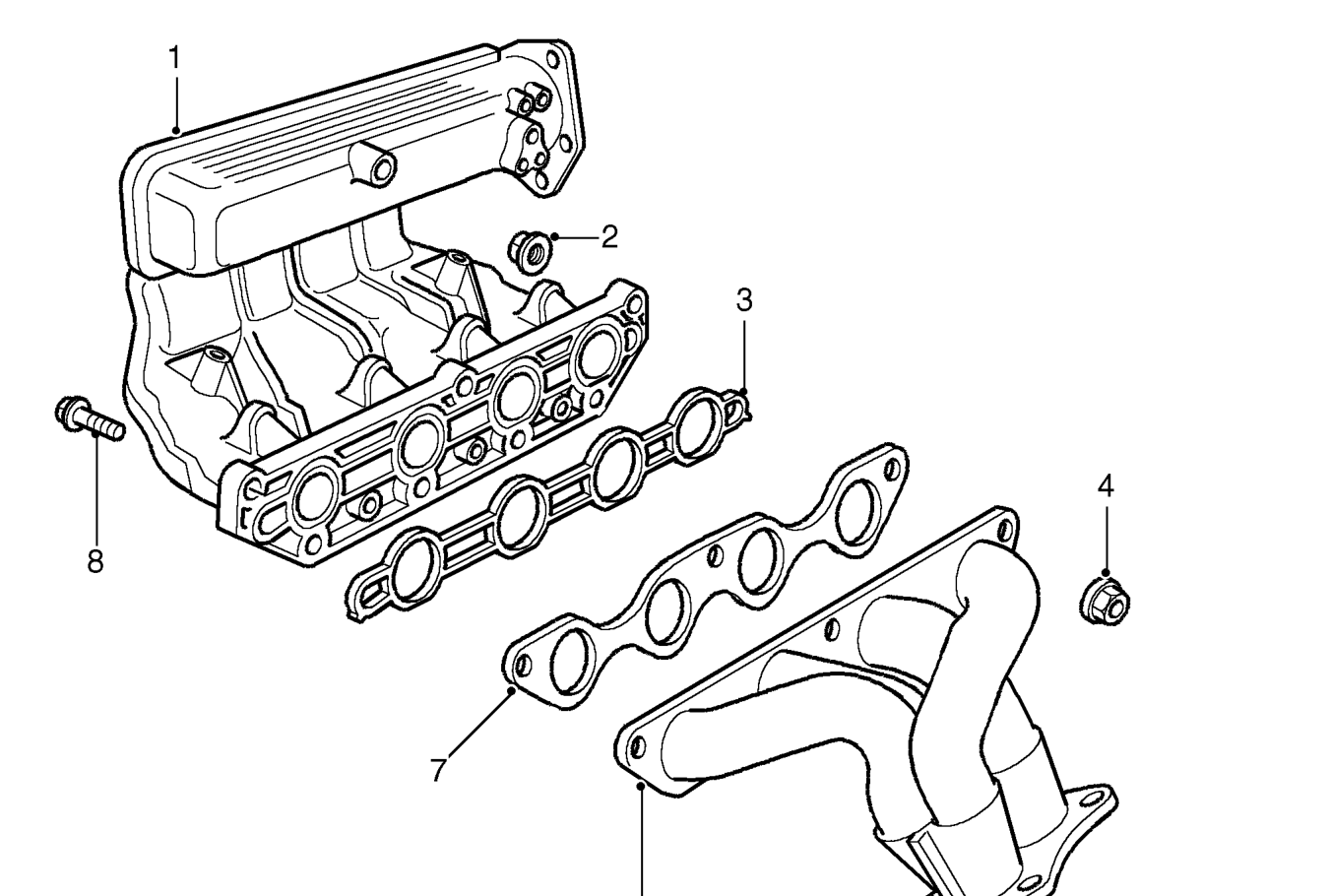 Inlet and exhaust manifold - ’k’ series