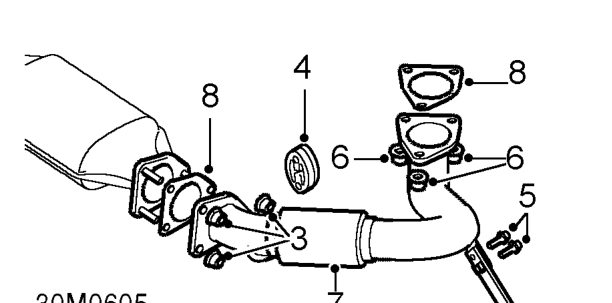 Exhaust pipe - front - ’l’ series – Remove underbelly panel. See BODY, Exterior fittings.