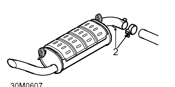 Exhaust pipe - intermediate – Raise vehicle on 4 post ramp.