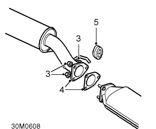 Exhaust pipe - intermediate – Loosen tail pipe clamp nut and release tail pipe from intermediate pipe.