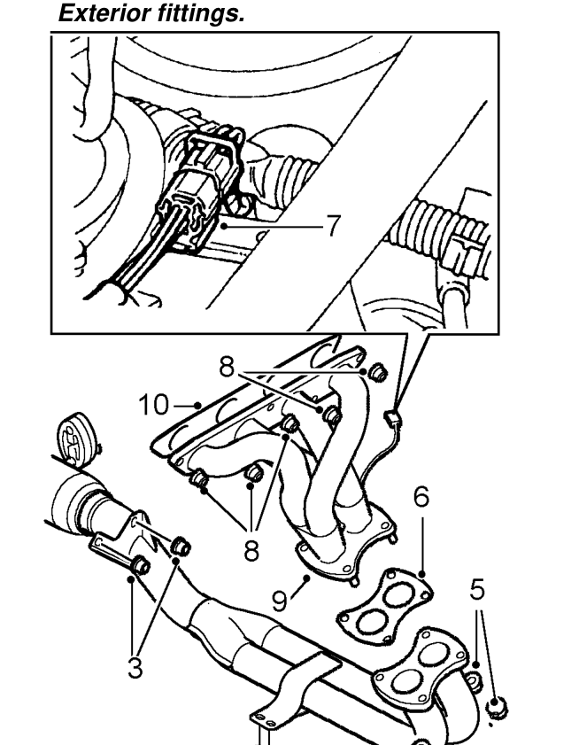 Gasket - exhaust manifold - ’k’ series – Remove underbelly panel. See BODY, Exterior fittings.