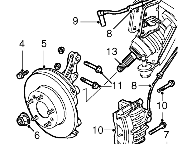 Drive shaft - front – Remove splash shield.
