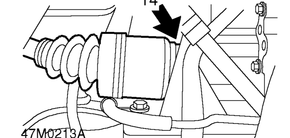 Drive shaft - front – Release drive shaft outer joint from hub.