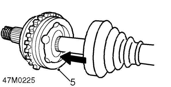 Drive shaft joint - outer - front – Slide gaiter along shaft to gain access to outer joint.