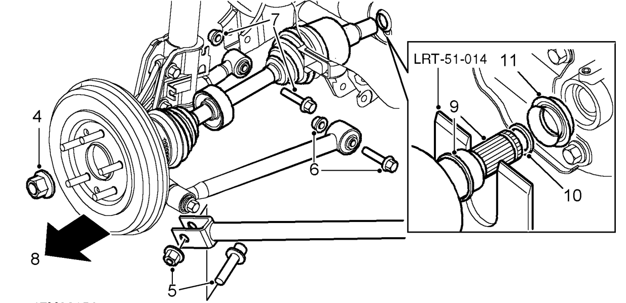 Drive shaft - rear – Remove road wheel(s).