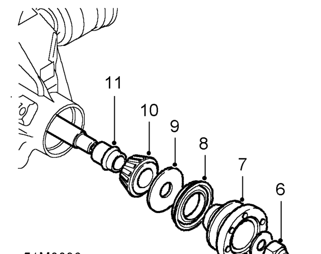 Pinion seal – Using tool LRT-51-003 to restrain differential flange, remove and discard nut and washer s