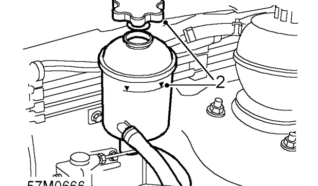Power assisted steering (pas) system bleed – Clean reservoir around filler cap and fluid level indicators.