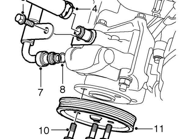 Pump - power assisted steering - k series – Position drain tin.