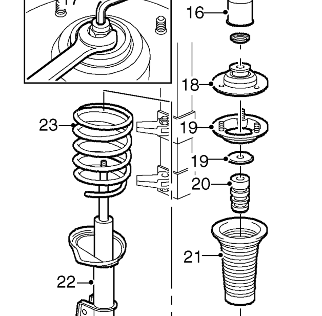 Add a reference mark between the top mount and the spring.
