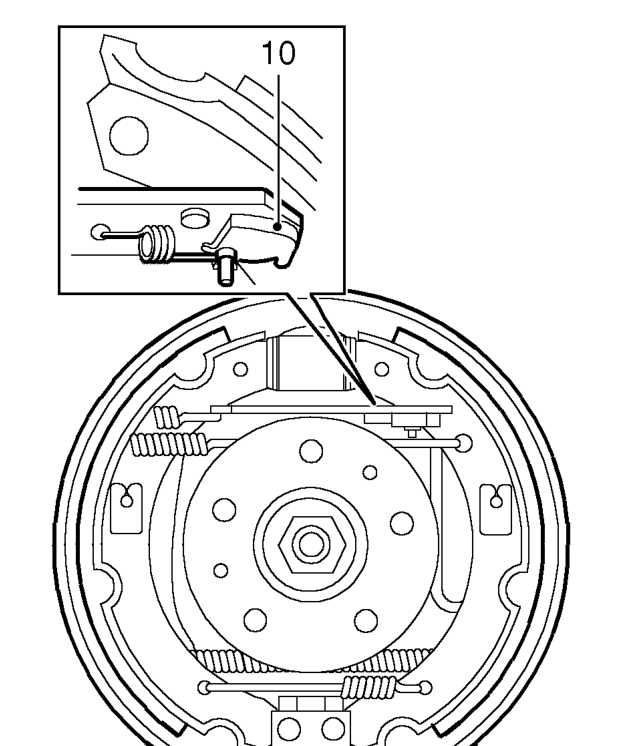 Fit trailing shoe into abutment bracket followed by leading shoe.