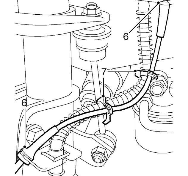 Sensor and harness - abs - front – Release grommet from wing valance and pull harness through.