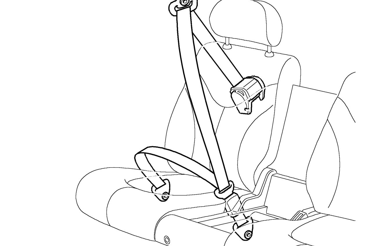 Rear seat belt components - three door models – The buckle for each belt is directly attached to the inboard side of the related rear seat