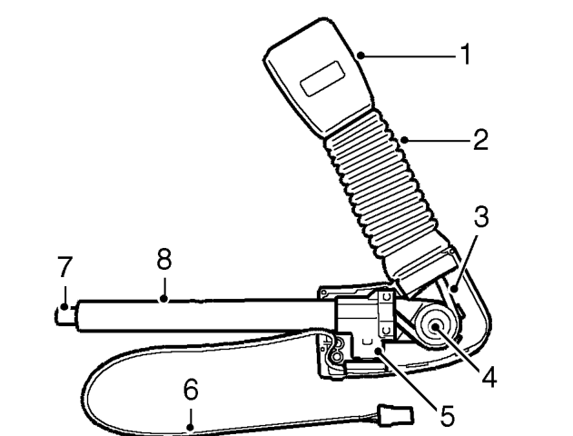 Seat belt pretensioner components – The SRS warning lamp provides system status information for the driver. The lamp consists 