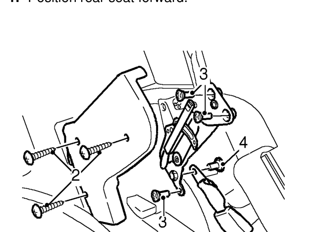 Seat belt buckle - rear - 5 door – Position rear seat forward.