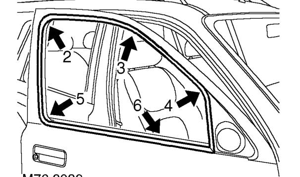 Seal - glass channel - front – Lubricate corners of seal with soapy water.