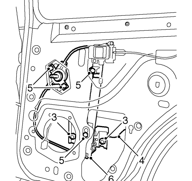 Regulator - rear door glass – Lower glass to access clamp nuts.