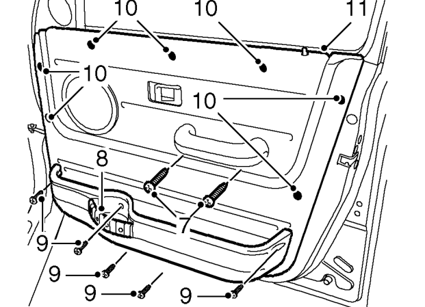 Casing - front door - 5 door – Remove escutcheon.