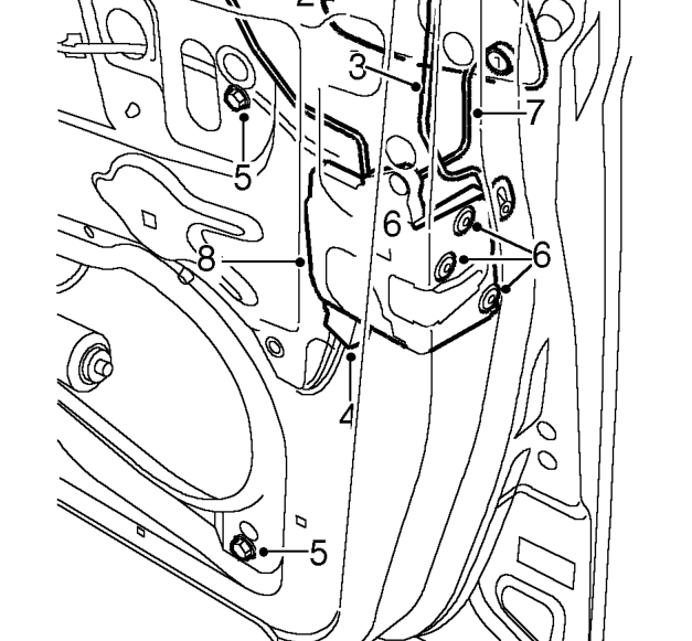 Latch - front door - 5 door – Remove water shedder from front door. See this section.