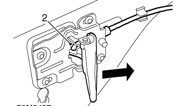 Cable - interior door release - rear door – Remove rear door latch. See this section.