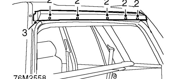 Finisher - upper - tail door glass – Remove tail door glass side finishers. See this section.