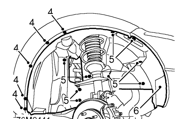 Wheel arch liner - front – Remove front mud flap. See this section.
