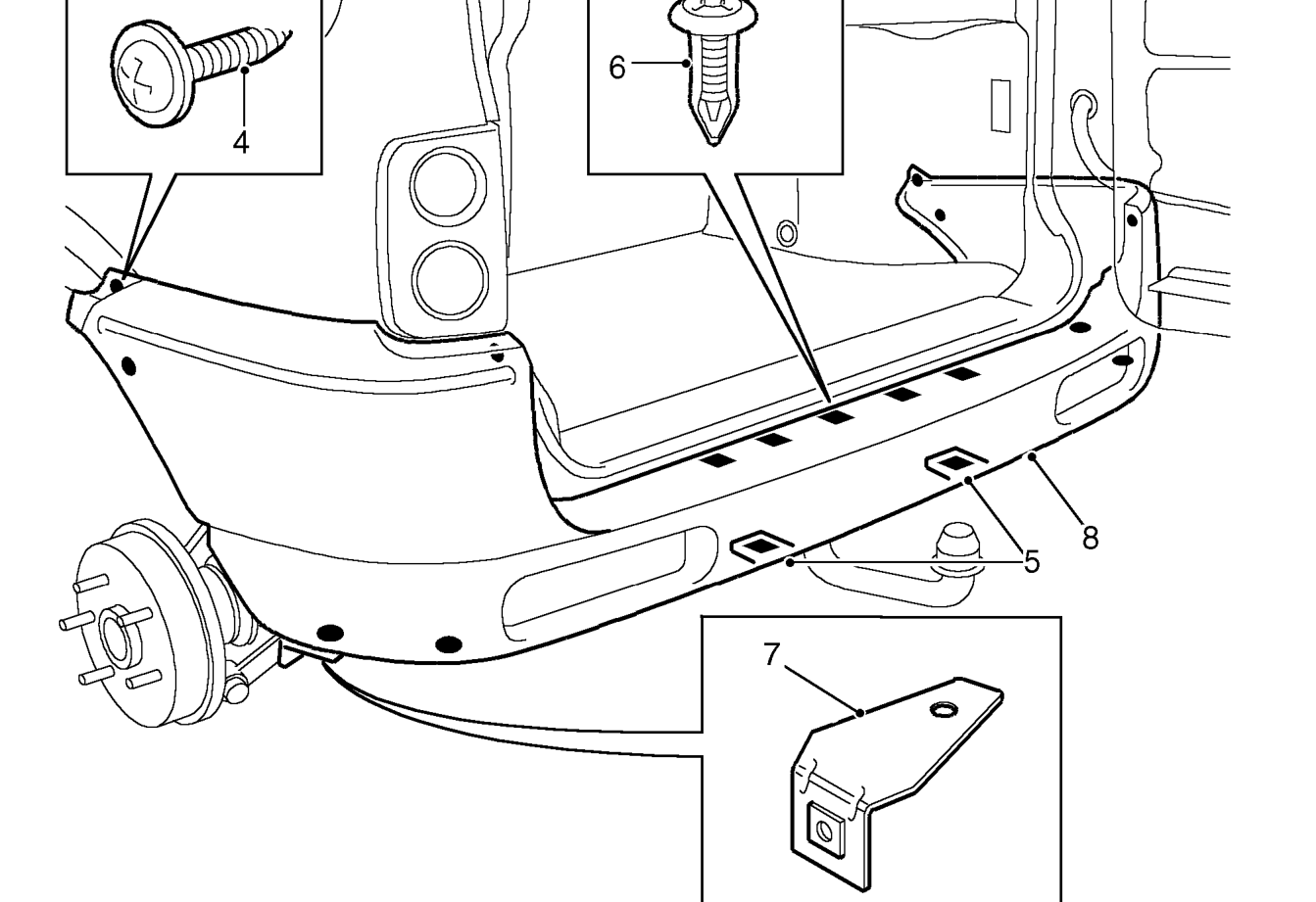 Bumper valance - rear – Remove rear wheel arch extensions. See this section.