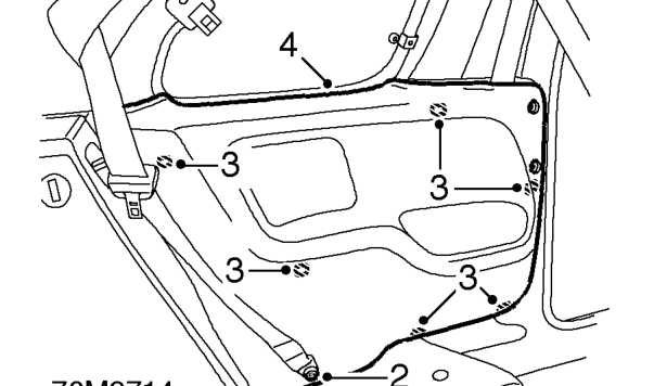 Casing - body side - rear – Remove rear seat. See Seats and seat belts.