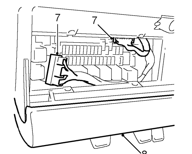 Fascia – Open driver’s glove box lid and remove fuse box cover.