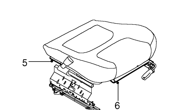 Cushion cover - front seat – Remove 4 Torx bolts from squab frame and remove squab frame from cushion frame.