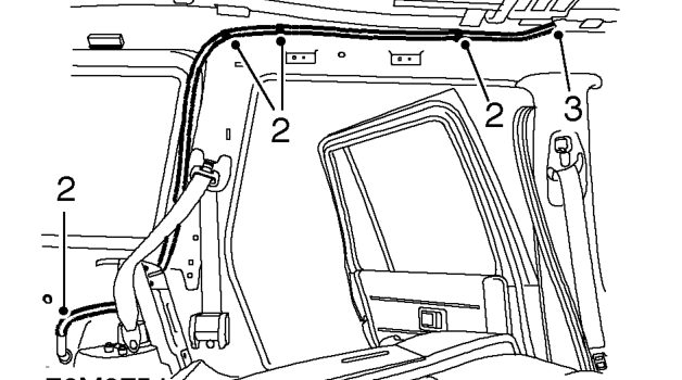 Drain tube - sun roof - rear - 5 door – Remove headlining. See Interior trim components.
