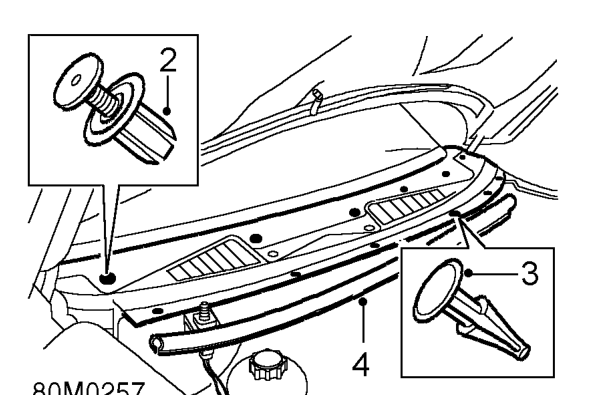 Plenum - air intake moulding – Remove wiper arms. See WIPERS &amp; WASHERS, Repairs.