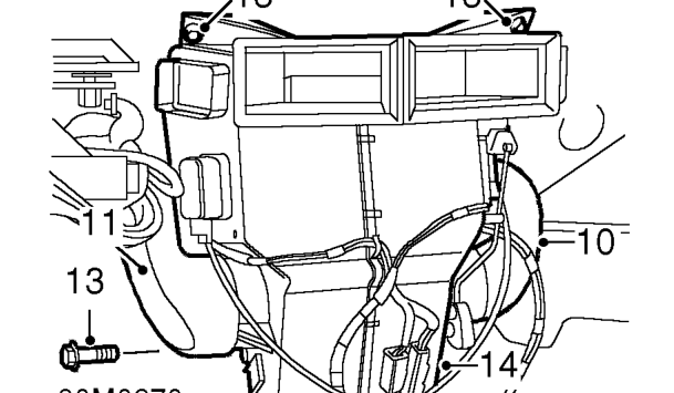 All models – Remove bolt from duct of RH outer face level vent and remove duct.