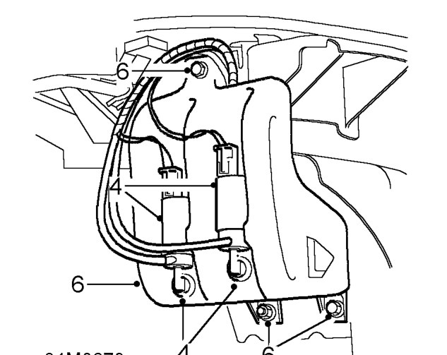 Reservoir - windscreen washer – Remove 2 nuts securing reservoir filler neck and remove filler neck.
