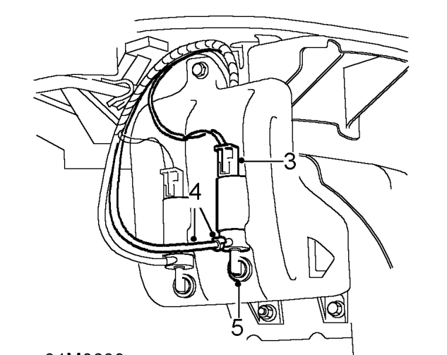 Pump - rear screen washer – Position container to catch windscreen washer fluid.